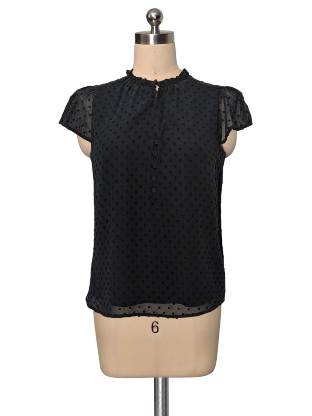 J. CREW J.Crew Factory  Swiss Dot Semi Sheer Short Sleeve Blouse Top Shirt XXS
